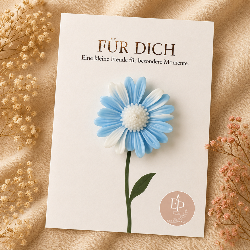 Blumenkerze auf Grußkarte