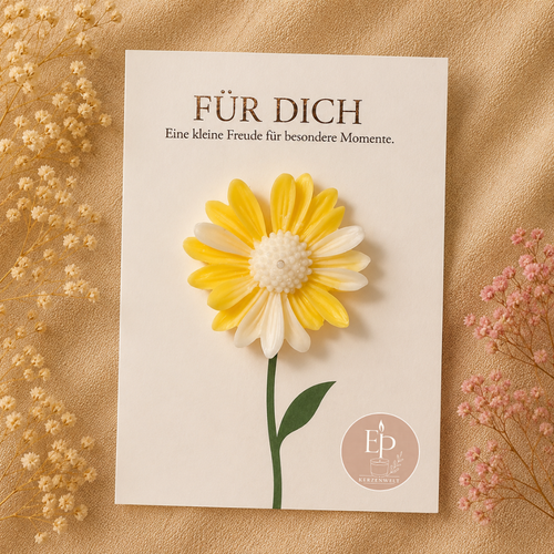 Blumenkerze auf Grußkarte