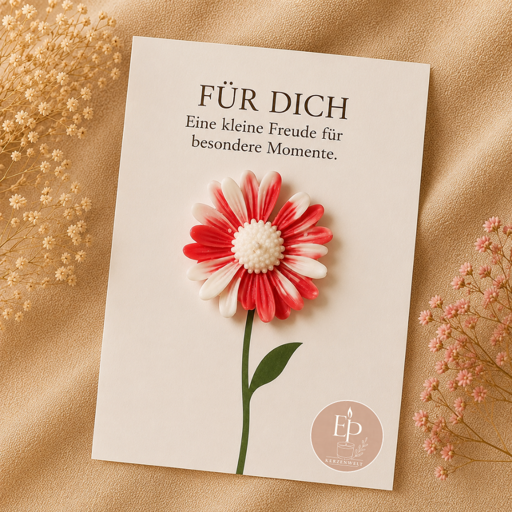 Blumenkerze auf Grußkarte