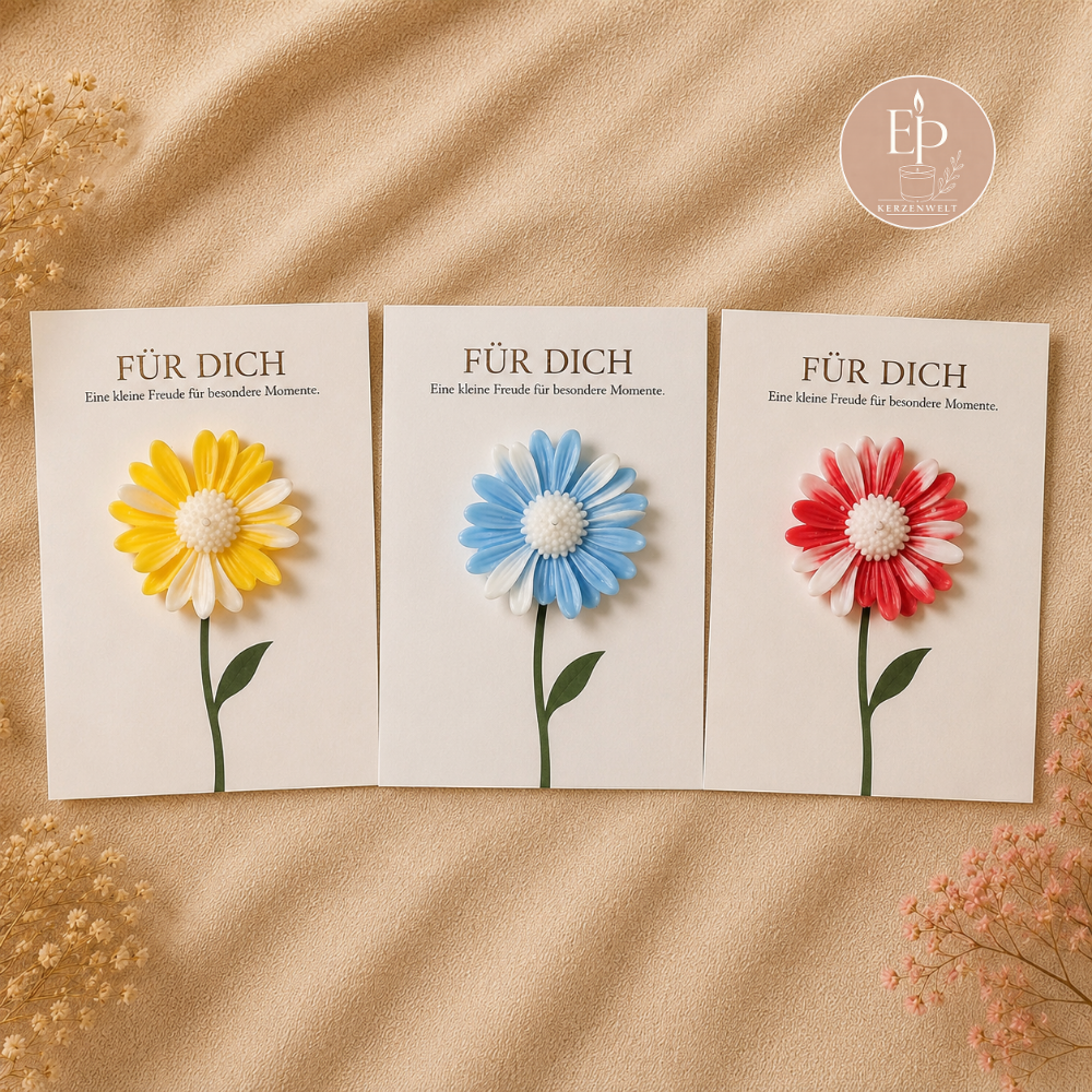 Blumenkerze auf Grußkarte